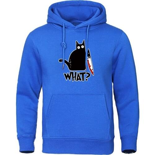 Killer Black Cat What Surprised Hoodies Streetwear Warm Male Men Hoodie Hip Hop Daily Casual Autumn Sweatshirt Funny