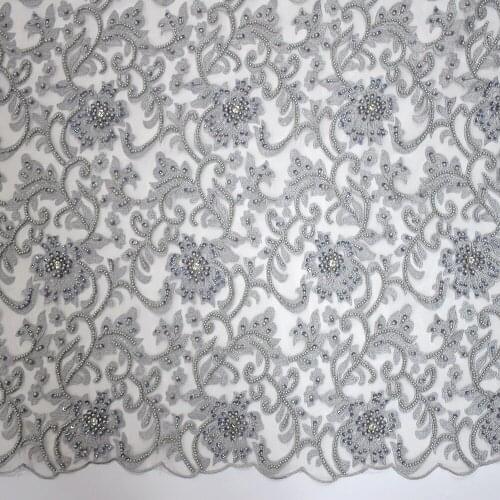 Heavy HandMade Beaded Mesh Embroidery Lace Dress Tulle Sequence Fabrics HY0931