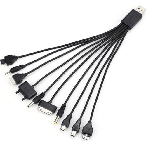 Multi Line Pin Charger 10 in 1 Universal USB Cable Phone Mobiles Adapter Lead for Samsung iPhone Nokia Motorola