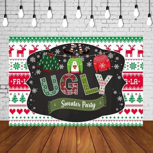 Ugly Sweater Christmas Party Backdrops Photography Background Colorful Festivals Winter Snow Cold Decor Photo Studio Posters