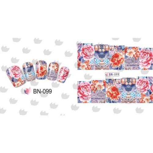 On sale !! BN097-108 12 in one sheet 3D Nail Wraps Nail Art Nail Decals Water Transfers Pink Flower