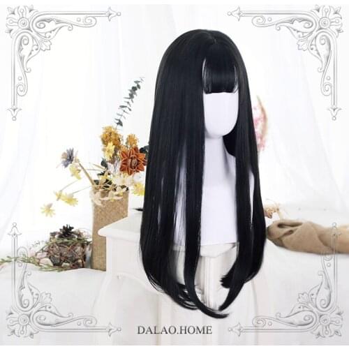 High Quality Multicolor Harajuku Soft Girl Lolita JaneNye 65CM+ High Temperature Resistance Black Long Straight Wig