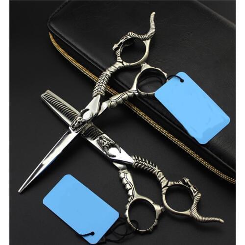Upscale New professional 6 inch Japan 440c Sheepshead cut hair scissors set thinning shears cutting barber hairdressing scissors