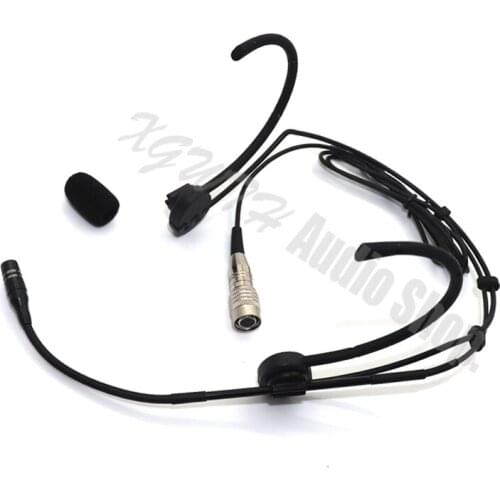 Xgwth Foldable Ear Dual Hook Head Headset Microphone For Audio Technica Wireless Radio Condenser Mic System Hirose 4 Pin