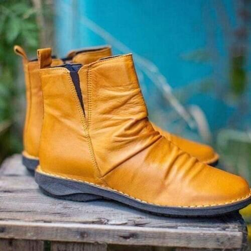 Women Boots 2020 Leather Ankle Boots Flat Shoes Autumn Winter Snow Boots Platform Zipper Punk Boots Ladies Shoes Botas Mujer896