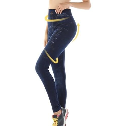 Women Sexy Push Up Seamless High Waist Jeans Leggings Women Spring Elastic Faux Denim Jeggings Pants Leggins Mujer 3XL Dropship