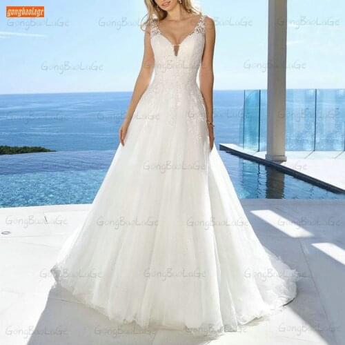 Romantic Boho Wedding Dresses White Slim Fit Vestido De Noiva 2021 Custom Made Slim Fit Bride Gowns Sleeveless Robe De Mariage