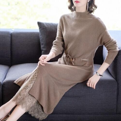 3XL Plus Size Vintage Womens Turtleneck Sweater Dress 2020 Winter Casual Knitting Maxi Dresses Elegant Bodycon Party Vestidos