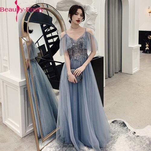 Formal Dress Women Elegant V Neck Zipper Back Evening Dress Long Tulle Sleeveless Spaghetti Strap Evening Gown Vestidos