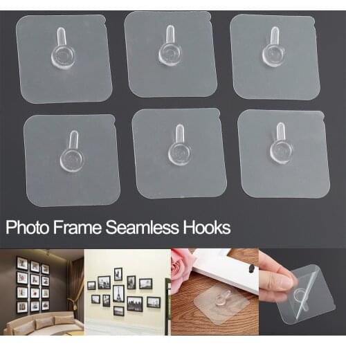 10Pcs Seamless Strong Self Adhesive Hook Holder Wall Hanger Hanging Kits Photo Frame Painting Picture Poster Clock No Drill