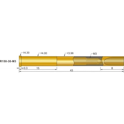 2Pcs High Current Spring Test Probe HRS150-30-M3 Pogo Pin Rated 50A Gold Plated TIP Styles Sockets