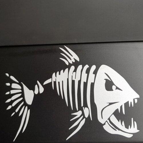 2 Pieces Fish Teeth Mouth Stickers Skeleton Fish Stickers Graphics Accessories For Kayak Fishing Boat Canoe Dinghy Window Car