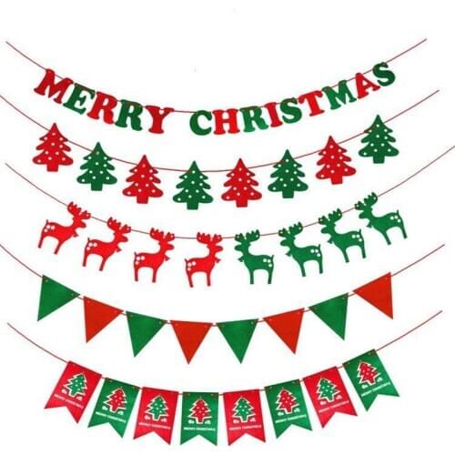 2018 Christmas Decorations Flags Elk Banner Tree Flag Garland Ceiling Window Wall Hanging Christmas Flag Ornaments Supplies