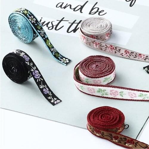 5 yards Ethnic Floral Embroidery Jacquard Ribbon for DIY Craft Curtain Home Textile Clothing Bags Trims Accessories