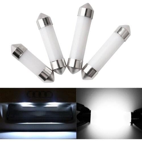 50pcs 12V Car Led Interior Light Festoon C5W C10W Auto License Plate Lamps Cob Chip Vehicle Diode Bulbs Accessories 6000K White