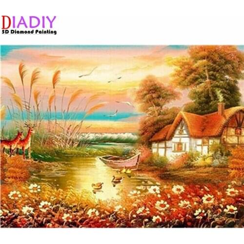 5D Diamond Painting Sea Full Round Diamond Mosaic Landscape Diamond Embroidery Sale Spring Scenery Hobbies Crafts