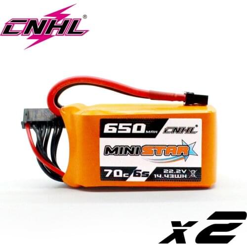2PCS CNHL 6S 22.2V 650mAh Lipo Battery 70C Ministar Series For XT30 For Mini Quad RC FPV Drone Quadcopter Helicopter Airplane