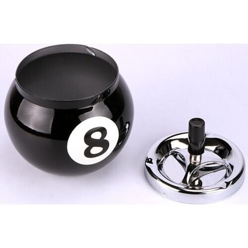 Billiards 8-Ball Ashtray Iron Cigarette Ashtray Desktop Decoration for Home Office Outdoor (Black)