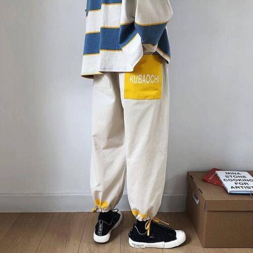 Men Cotton Trousers Male Loose casual Long Pants Streetwear Men Harem Jogger Pants High Street Hip Hop Japanese Style Pants