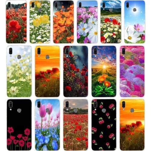 005FG Red Poppies On Black Style gift Soft Silicone Tpu Cover phone Case for huawei Honor 8 Lite 8X 8s 9x