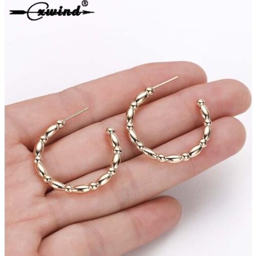 Cxwind Minimalist Open C Ear Stud Earrings Geometric Bamboo Boho Piercing Earrings for Women Men Jewelry Wholesale Brincos