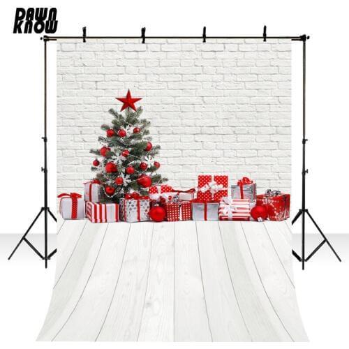 DAWNKNOW Merry Christmas Tree Background Fotografia Brick Wall Photography Backdrop Children Baby Photocall Photo Studio lv1126