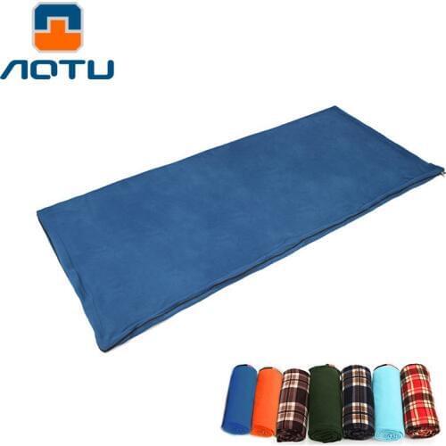 Aotu Adult Fleece Sleeping Bag Portable Outdoor Sleeping Bag Camping Travel Warm Ultralight Sleeping Bag Liner AT6109