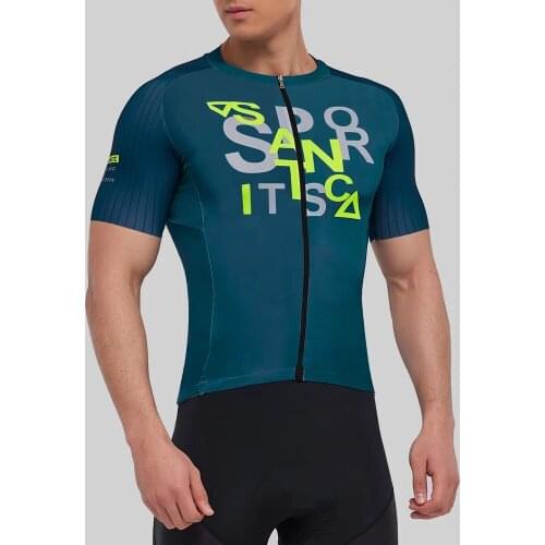 Santic Men Cycling Jerseys New Tops Clothing Bike Shirt MTB T-shirts Full Zipper Comfortable 2021 Summer M1C02168B Asian Size
