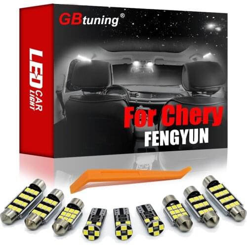 GBtuning Canbus Error Free LED 10PCS For Chery FENGYUN 2001-2007 2008 Vehicle Interior Dome Map Bulb Trunk Indoor Lamp Light Kit