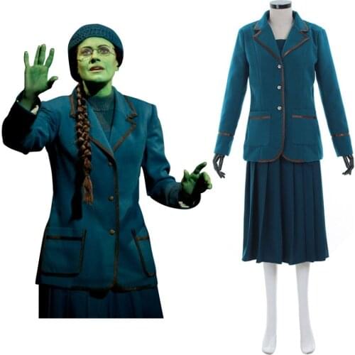 Custom Made Popular Music Drama Wicked Elphaba Cosplay Costume Adult Women Fancy Party Halloween Winter Dress Coat Costume