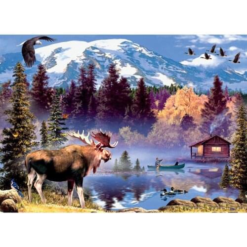 Full Square/Round Drill 5D diamond embroidery moose in forest diamond Painting Rhinestones mosaic Cross stitch Decor E1589