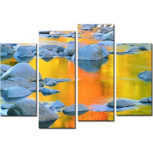 Canvas Prints Rocks Yellow River Scenery HD Artwork Natural Landscape Wall Art Picture Painting for Home Decoration No Framed