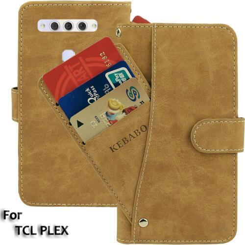 Leather Wallet TCL PLEX Case 6.53" Flip Fashion Luxury Front Card Slots Cases Cover PLEX TCL Magnetic Phone Bags