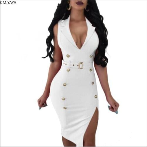 2020 Summer Mini Dress V-Neck Sashes Button High Waist Women Bodycon Night Club Party Bandage Street Dresses Vestidos GL1803