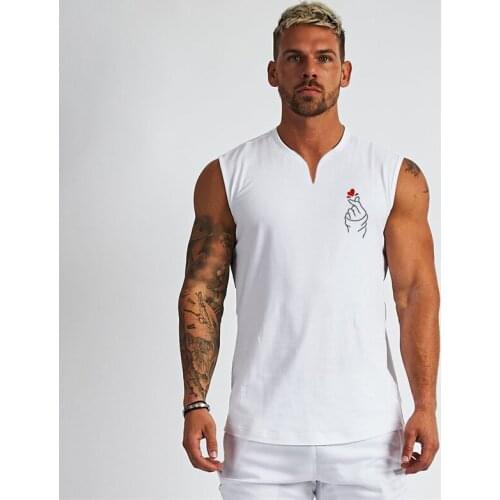 New Mens Casual Workout Tank Top Musculation Gym Breathable Clothing Bodybuilding Fitness Singlets Sports Sleeveless V-Neck Vest