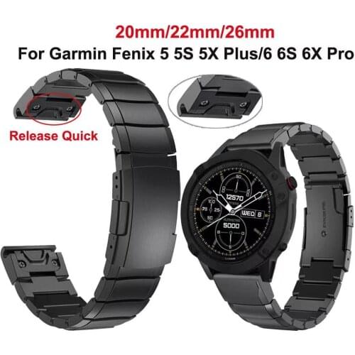 26/22/20mm Metal Strap for Garmin Fenix 6X 6S/Fenix 5X 3HR Stainless steel Quick fit connector strap for Forerunner 745/Fenix5 6