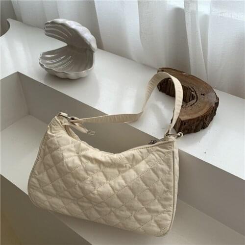 Fashion Women Shoulder Bag Nylon Handbag Female Underarm Bags Diamond Lattice Winter Tote Hand Bags for Women Bolsas Feminina