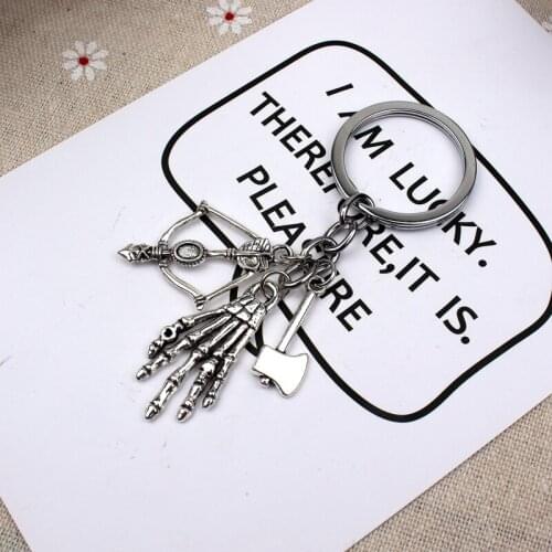 New Fashion Keychain The Walking Dead Pendants DIY Men Jewelry Car Key Chain Ring Holder Souvenir For Gift Ax And Bone Hand