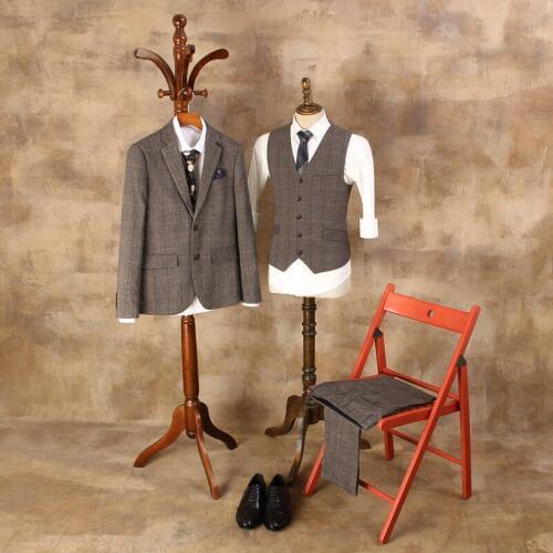 New British Retro Lattice Suits Male Single-breasted Three-piece Business Suits Men Plaid Fashion Suit Jacket Vest