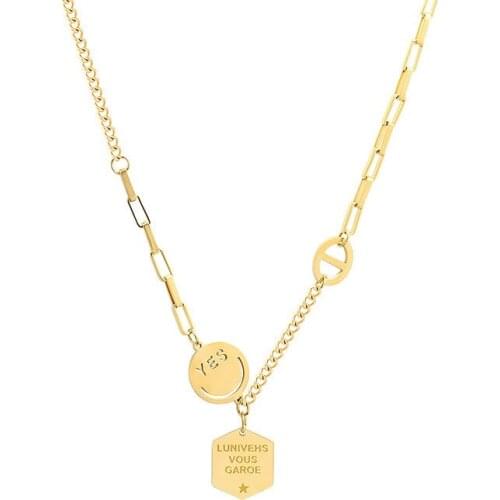 POTCET Stainless Steel Necklace Titanium Pendants Sweater Chain Choker Anniversary Engagement Jewelry