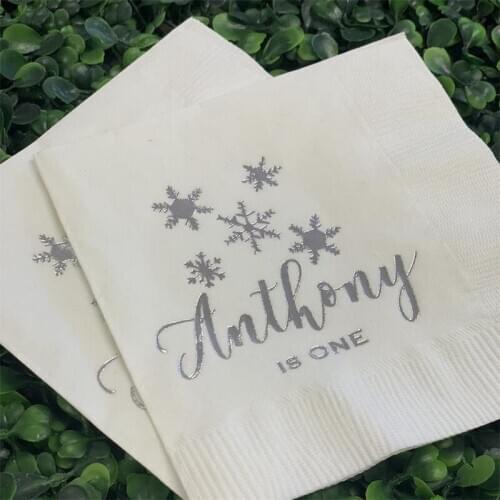 Personalized Winter ONEderland Personalized Napkins - First Birthday - Birthday Boy - Snowflakes - Custom Winter Birthday