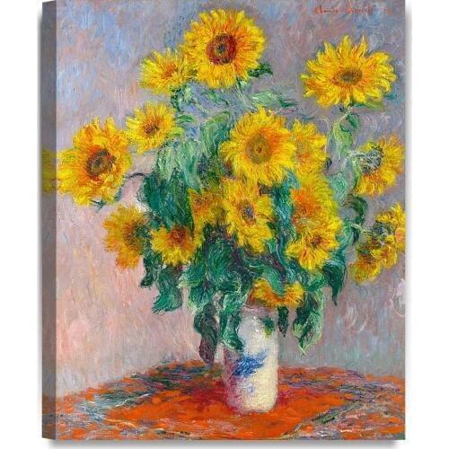 Monet Sunflowers, Claude Monet Art Reproduction. Giclee Canvas Prints Wall Art for Home Decor, Ready to Hang Drop shipping
