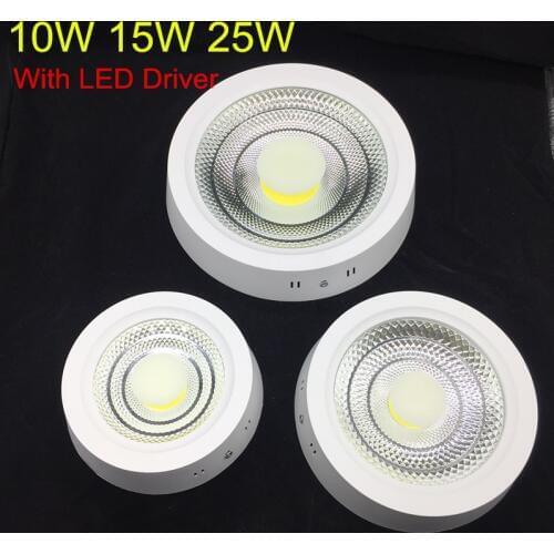 Surface Ceiling Panel Light 10W 15W 25W LED Downlight Warm/Natural/Cold White AC85-265V Round COB LED Indoor light