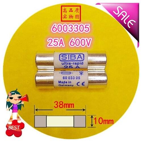 SIBA Fuse 25A 600V 6003305 10x38mm fuse tube fuse