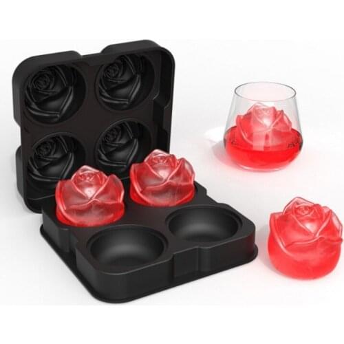Simple Practical Ice cube mold Rose Ice Rubber 4 Elevated Silicone Ice Cocktail Wine Ice Cubes Creative Valentines Day Gift