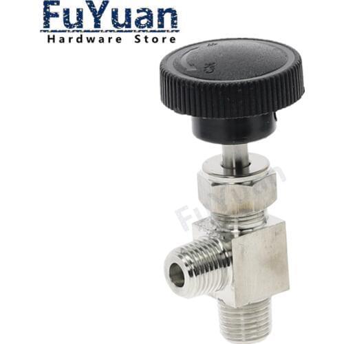 Right Angle 90 Degrees 1/4" NPT Male thread Stainless Steel 304 Flow Control Shut Off Crane Needle Valve