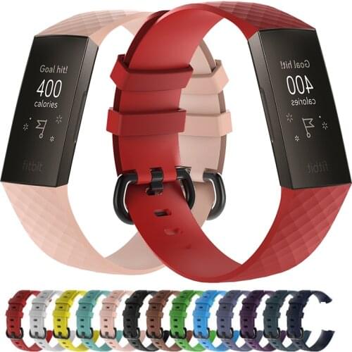 Textured Silicone Strap for Fitbit watch band Charge 3 SE Charge 4 smart watch sports Bracelet Replacement Wristbands