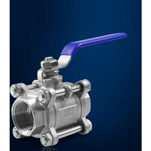 Stainless Steel 304 Full Port 1/2" BSP Female Thread 3 Piece Ball Valve 6.4Mpa Max 232 Degree Available
