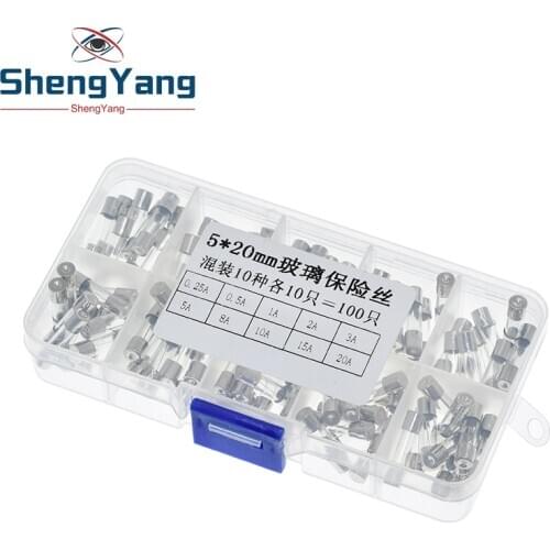 ShengYang 5*20 Fast Quick Blow Glass Tube Assortment Kit, 5x20MM, 0.2A,0.5A 1A 2A 3A 5A 8A 10A 15A 20A/250V+ Box