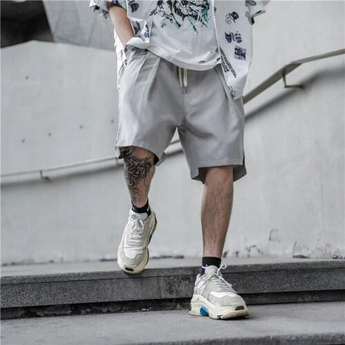 5color New Summer thin quick-drying crotch Streetwear men oversized shorts HIP HOP homme Bermuda Drawstring Joggers Cargo shorts